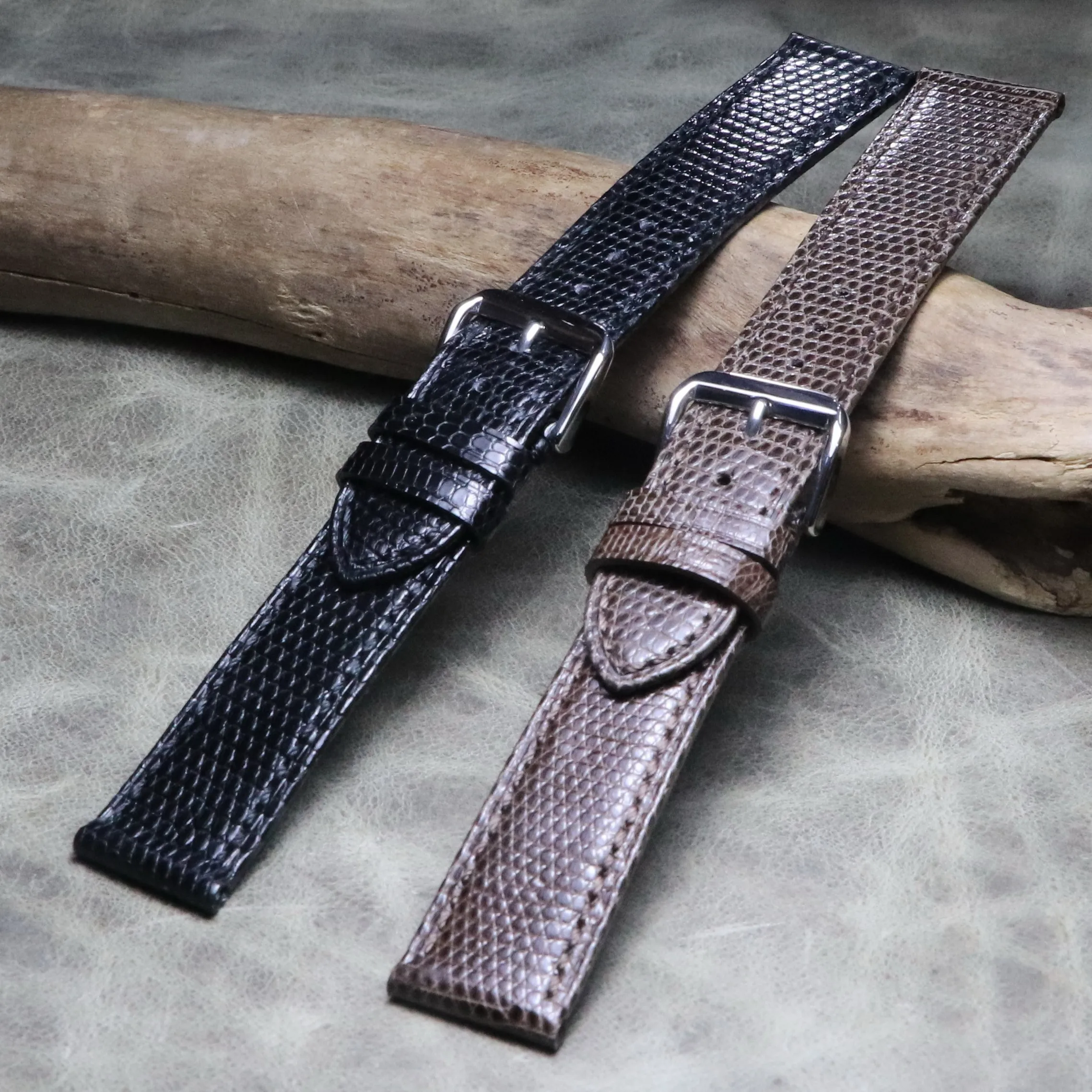 Unique 18 19 20 21 22mm Soft High quality black lizard skin leather strap genuine leather watch chain thin watchband accessories