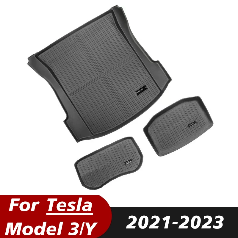 

Full Sets TPE Trunk Frunk Mats For Tesla Model 3/Y 2021 2022 2023 All-Weather Cargo Liners Boot Lower Compartment Mats