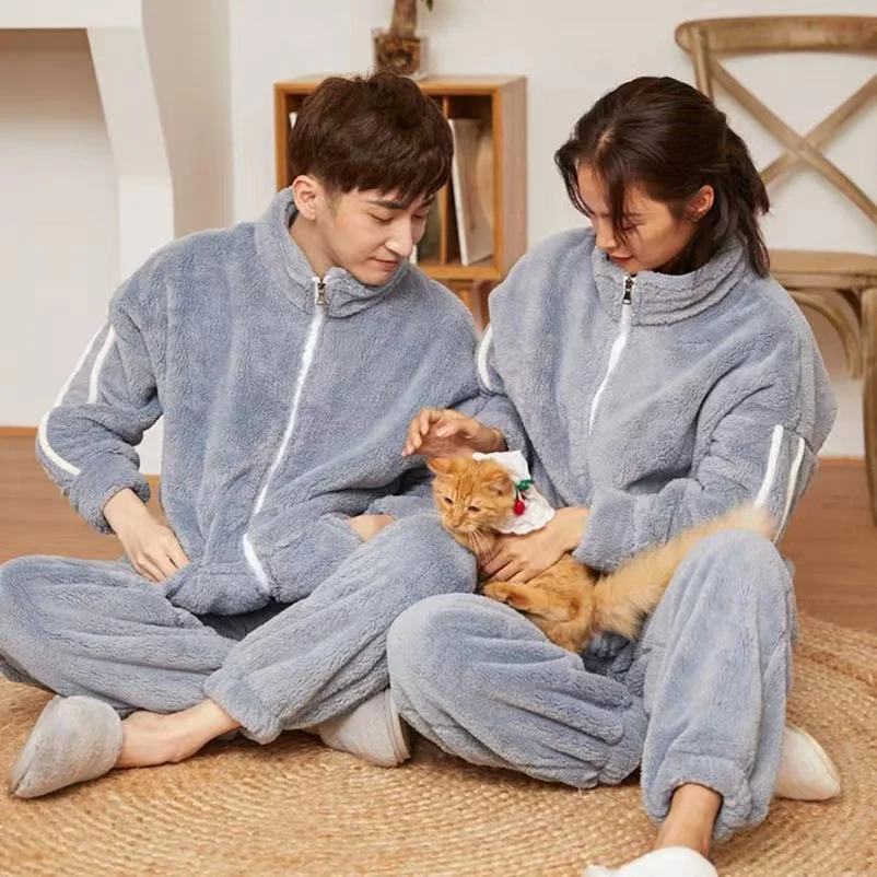 Couples Pajamas Sets Women Men Winter Thicken Warm Pyjamas Suits 2 Piece Set Sleepwear Lovers Homewear Soft Warm Pijama