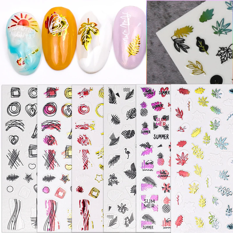 

Fashion Nail 3D Decals Palm Tree Nail Stickers Tropical Style Coconut Tree Nail Stickers For Nails DIY Ornaments Manicure