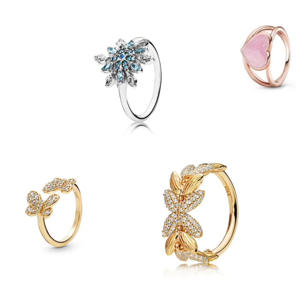 

925 sterling silver pan rings can be stacked with snowflake crystal rings, women's wedding banquet gifts, jewelry