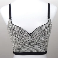 summer 2022 corset top to wear out beading rhinestones sexy nightclub party women top push up cami top bra female mujer clothes