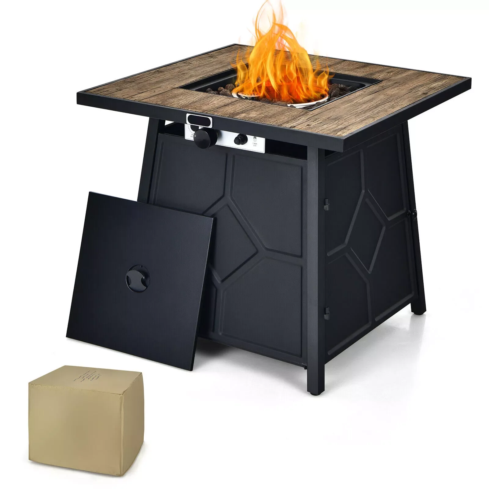 

28 Inches Propane Gas Fire Pit Table 40,000 BTU Outdoor Heater W/Cover