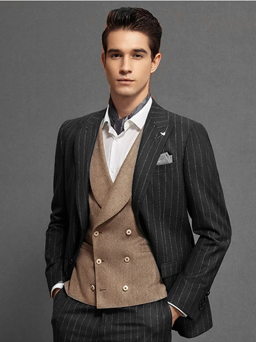 

Customize Groom Tuxedos Stripe Men's Suit Jacket Blazers Halloween Costume Elegant For Luxury Man Suit's For Wedding 230