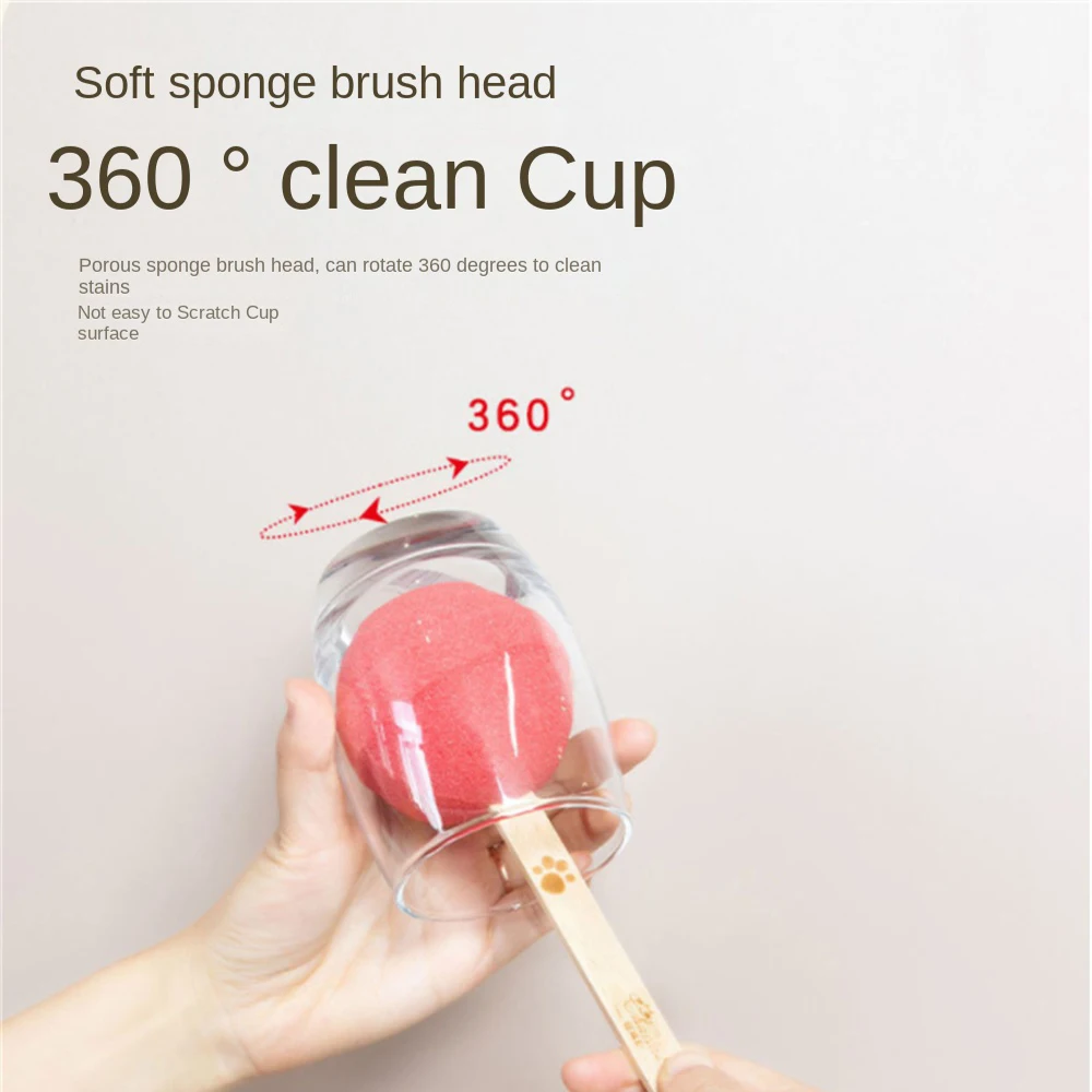 

Portable Candy Cup Brush Long Handle Washing Bottle Sponge Ball Lollipop Lollipop Brush High Quality Sponge Stick Household