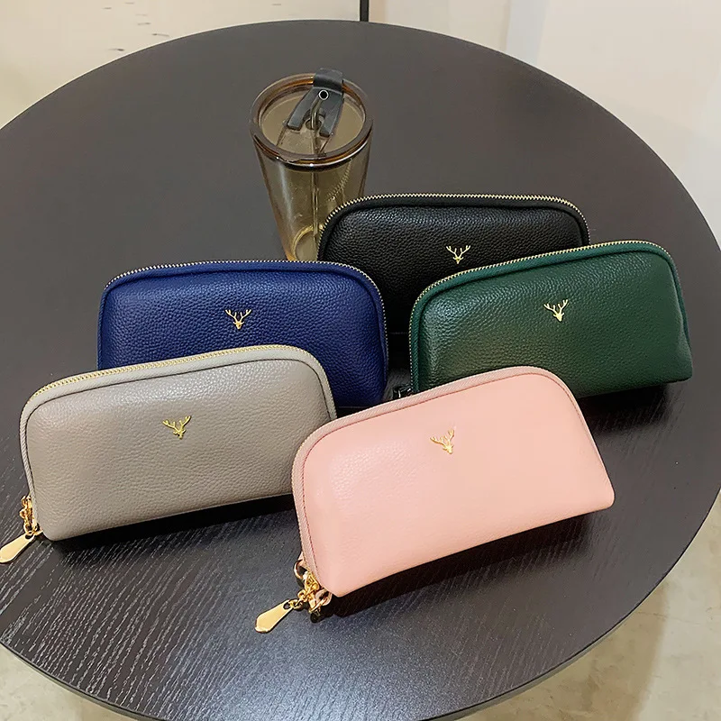 2023 New Fashion Women's  Genuine Leather Wallet Medium Length Cowhide Female Zipper Purses Simple Storage Bag Gifts for Women