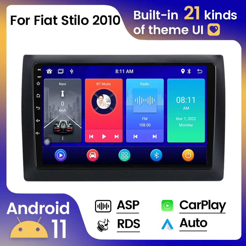 

Автомагнитола 2DIN на Android 11 для FIAT Stilo 2010 мультимедийный видеоплеер навигация GPS головное устройство Carplay + Авто WIFI ASP 4G BT