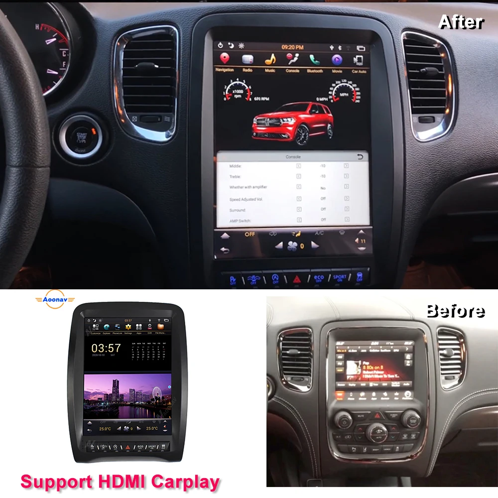 Tesla стиль вертикальный умный автомобильный радиоприемник для DODGE Durango 2011- 2018
