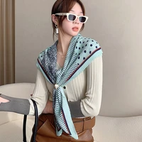21 new fashion light luxury imitation silk scarf women 100cm twill silk scarf printed cashew large square scarf