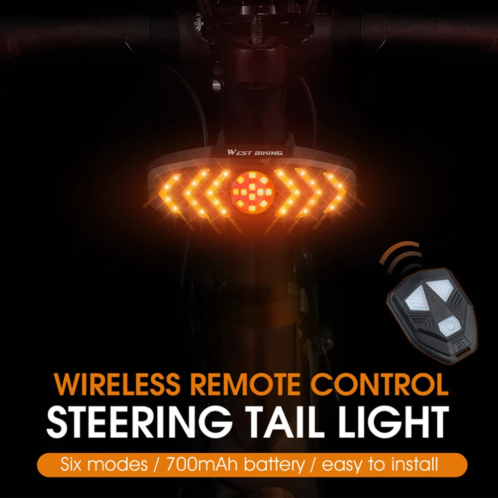 

Bike Rear Light Turn Signals Remote Control Flashing Taillight USB Rechargeable Mountain Bike Tail Light With Horn