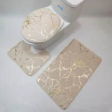 3Pcs Bathroom Toilet Mats Set Gold Printing Anti Slip Rugs Entrance Doormat Bath Mats Toliet Lid Pad Home Living Room Decoration 3Pcs Bathroom Toilet Mats Set Gold Printing Anti Slip Rugs Entrance Doormat Bath Mats Toliet Lid Pad Home Living Room Decoration