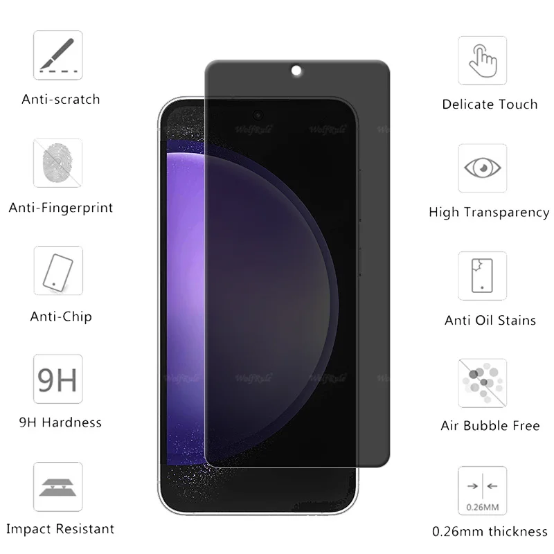1/2/3/4 шт. для Samsung S24 FE Стекло Galaxy 9H антишпионское покрытие клейкая защита экрана