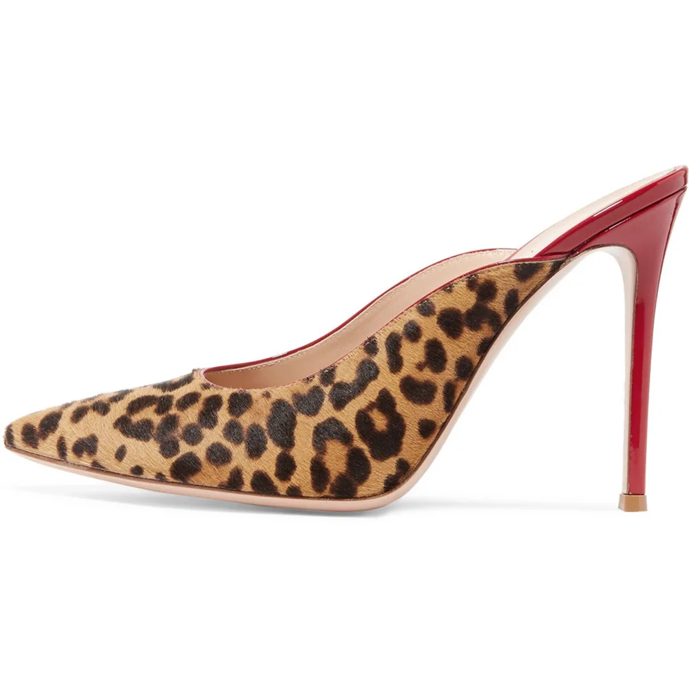 

Leopard-Patterned Suede Stiletto Heel Pointed Foreign Trade Large Size Mueller Single Shoes Banquet Fashion Shoes