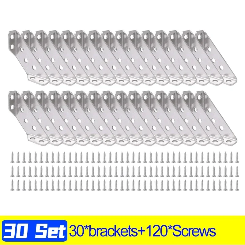 

30/1 компл. угловые кронштейны из нержавеющей стали, угловой соединитель для мебели с винтами, опора для шкафа, крепежная рама, угловая скоба