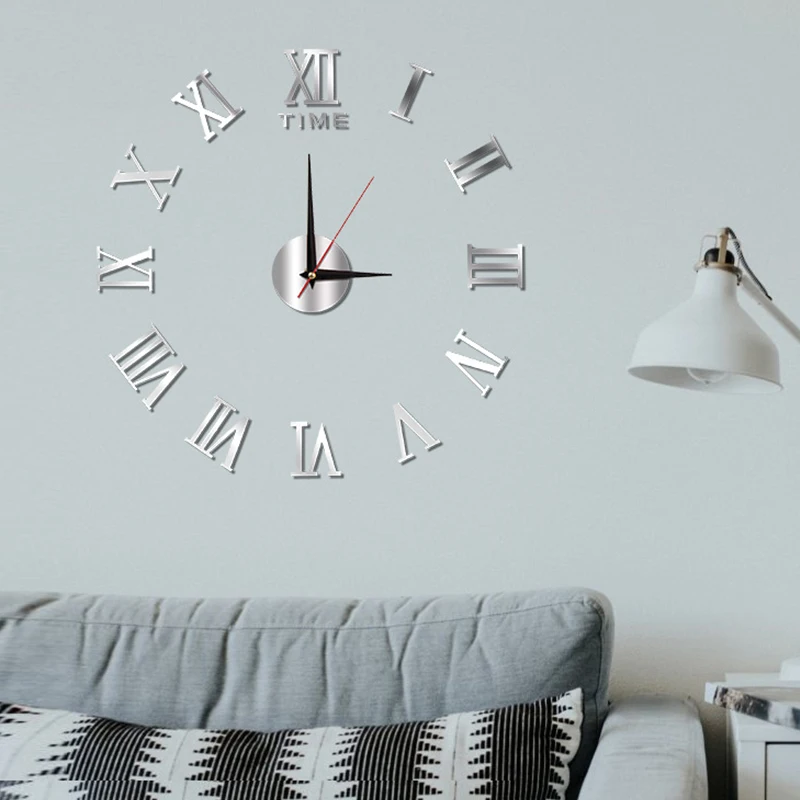 Светящиеся кварцевые часы сделай сам с 3D римскими цифрами акриловые зеркальные