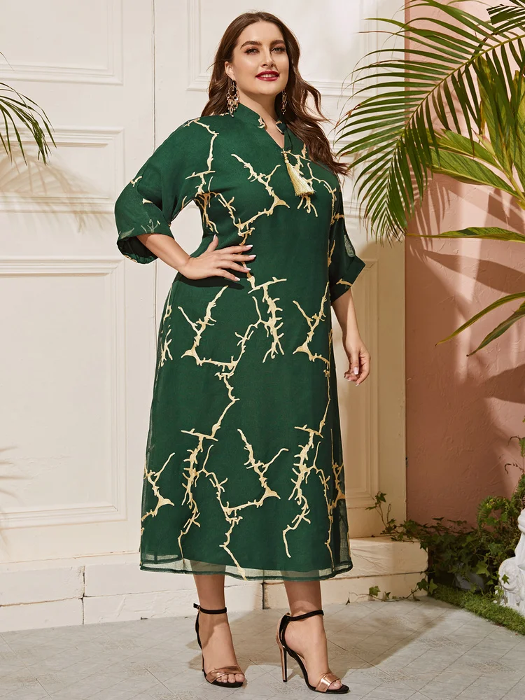 

TOLEEN Women Summer Elegant Plus Size Maxi Dresses 2022 Large Loose Vintage Green Long Dress For Evening Party Festival Clothing