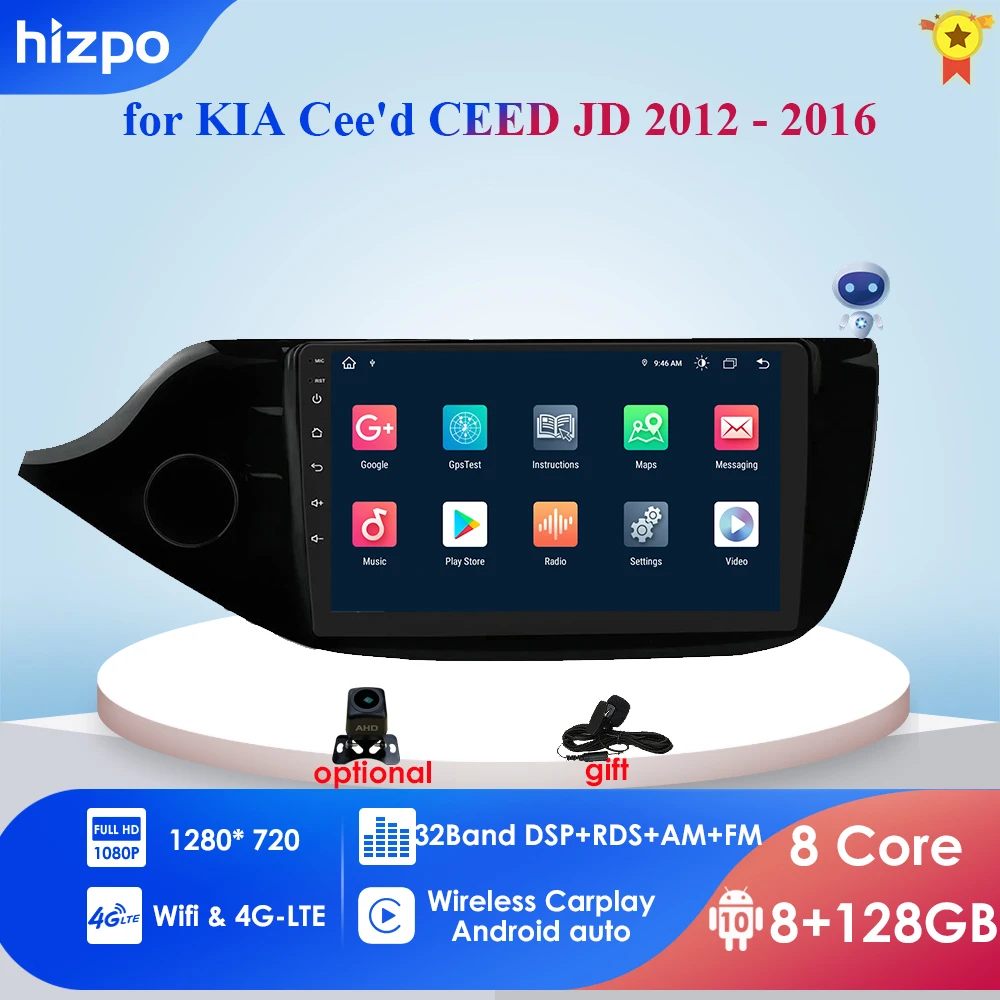 

Carplay 4G-LTE Android 10,0 для KIA Cee 'd CEED JD 2012-2016 2 Din GPS-навигация Bluetooth Автомагнитола мультимедийный видеоплеер RDS