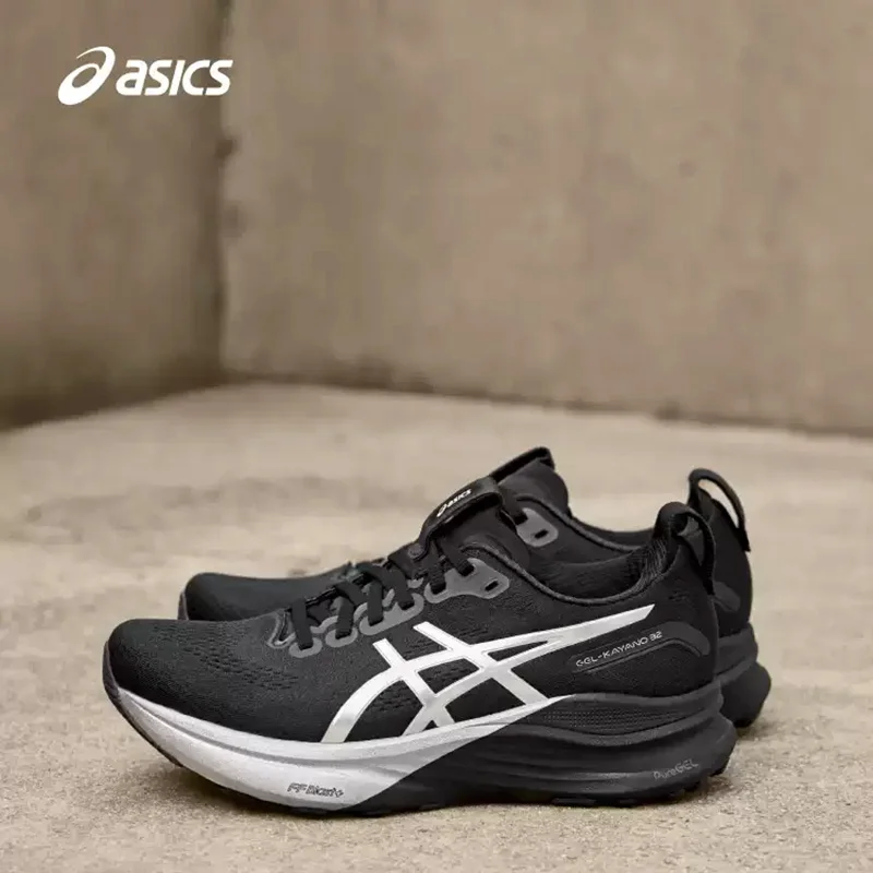 Фото Мужские кроссовки Asics GEL-KAYANO 32 черно-серебристые, с улучшенной поддержкой, дышащей сеткой, для марафона, 1011C215-001 №5