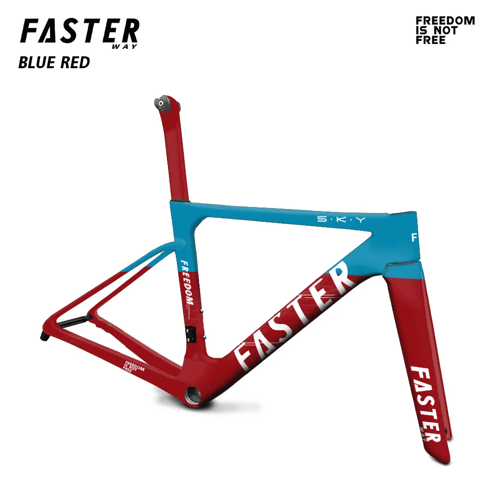 Фото 2026 FASTERWAY Freedom Gold Point Frameset Карбоновая дорожная рама для велосипеда с вилкой, зажим для подседельного штыря, гарнитура, руль 32C, дисковый тормоз №3