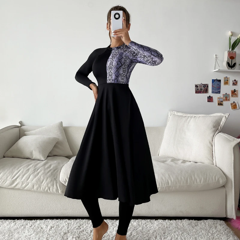 Burkini Femme Musulmane 2023 Abaya High Neck Conservative Swimsuit Long Skirt and Pants Two-piece Set Burkini Muslim Swimwear