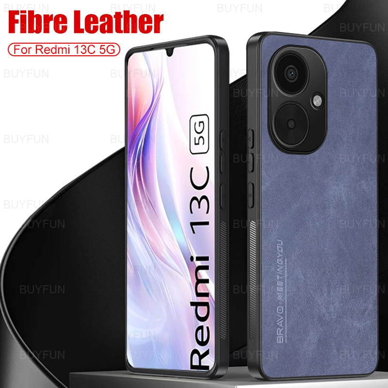 Кожаный чехол для телефона Xiaomi Redmi 13C 5G 2024 6 74 дюймов волокнистый кожаный защитный