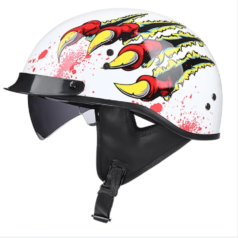 

Vintage Half Face Motorcycle Helmet Lightweight ABS Material Hard Shell Hat Summer Riding Scooter Chopper Cruiser Biker Kask Dot