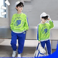 children boys 2022 spring fashion trend new tracksuit teen cartoon tiger print pullover patchwork tops sweatpants trousers set