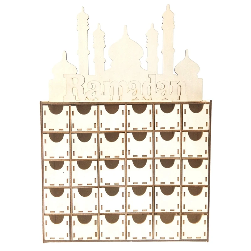 

Eid Mubarak Countdown Calendar DIY Wood Ramadan Decoration Wooden Small Candy Gift Drawer For Home Party Decoration