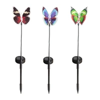 2pcs solar butterfly led decorative light outdoor garden stake lamp waterproof colorful fiber optic butterfly solar garden light