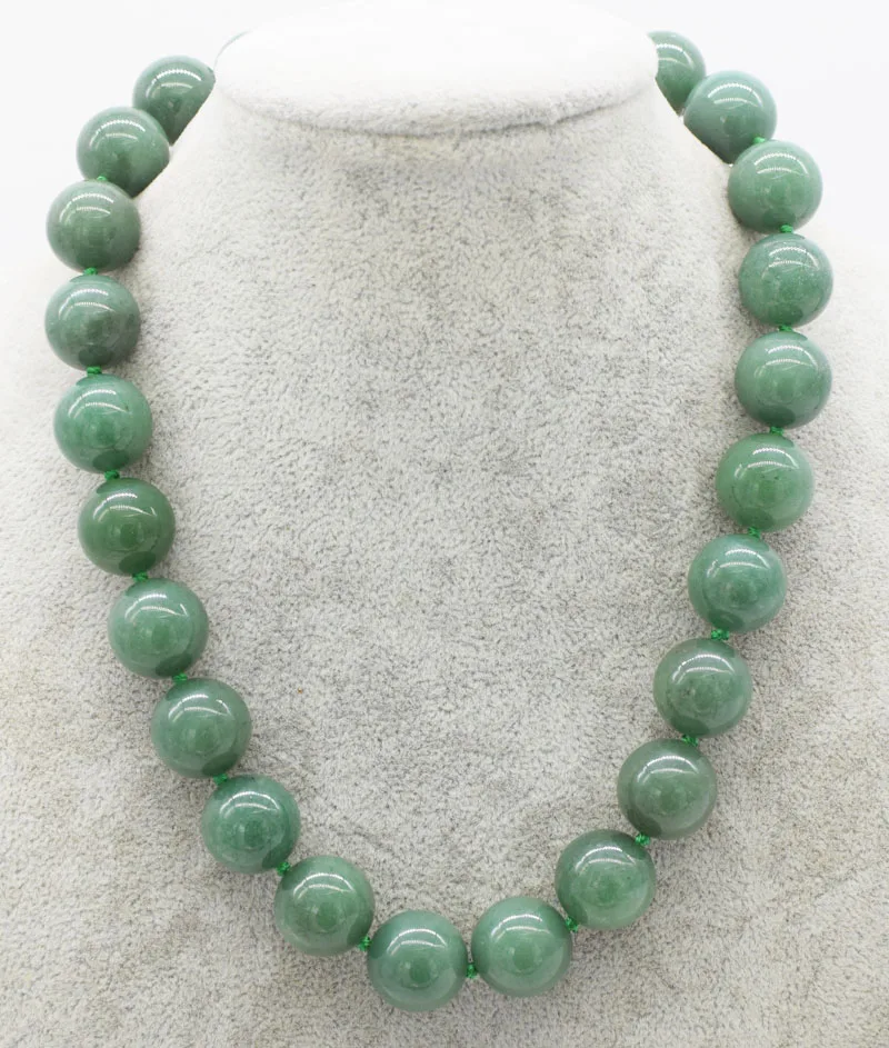 

Оптовая продажа, зеленое Нефритовое круглое ожерелье 16 мм, 18 дюймов, натуральные бусины, вау-подарок