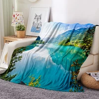 mountain scenery flannel blanket nature scenery bedroom fleece blanket home blanket travel fluffy blanket
