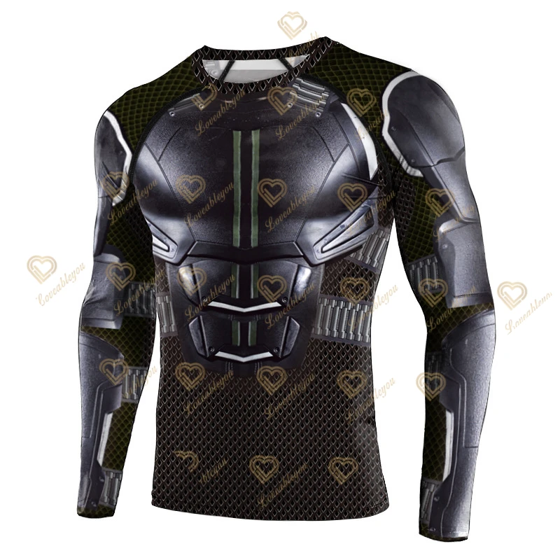 Unisex Long Sleeve Sport Shirt Men Superhero 3D Compression T Shirt Quick Dry Men's Running T-shirt Gym Fitness Top Rashgard