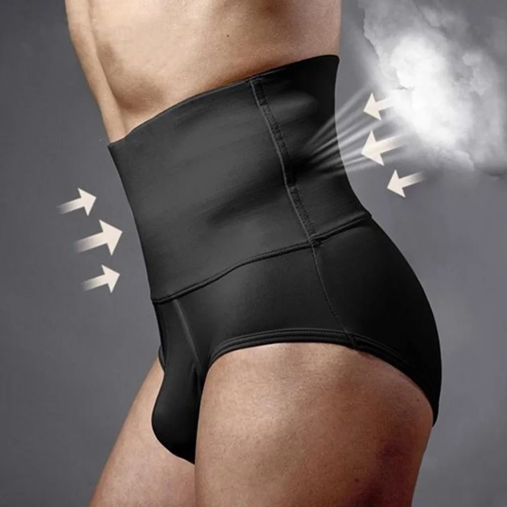 

Mens Compression High Waist Boxer Bodycon Solid Briefs Tummy Slim Body Shaper Girdle Underwear Elasticity Breathable Underpanty