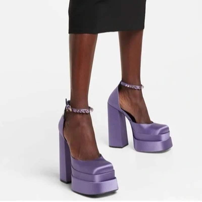 Туфли-лодочки женские в стиле ретро босоножки на массивном каблуке платформа