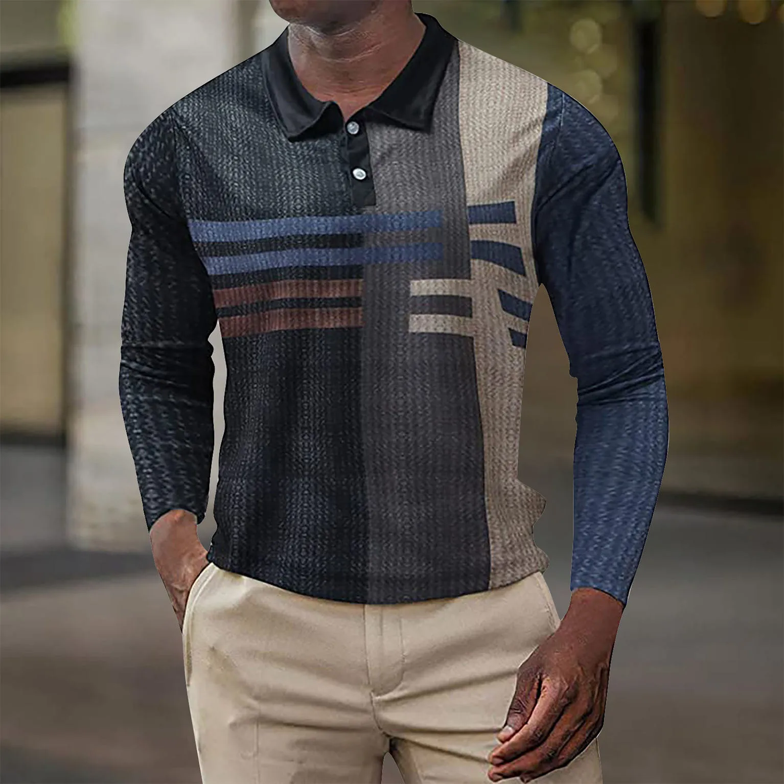 

Рубашка мужская с отложным воротником, модная Сорочка свободного покроя с принтом, универсальная офисная форма, сорочка с длинными рукавам...