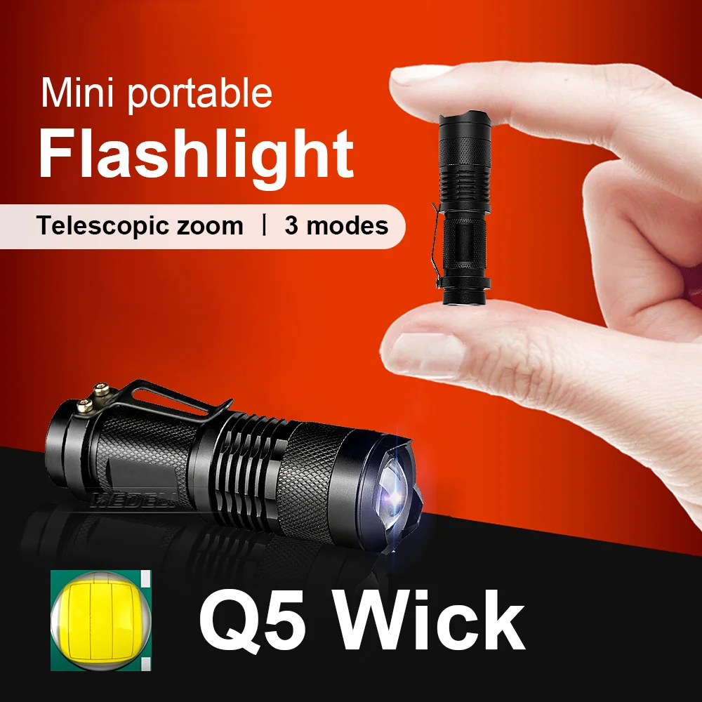 

NEW Mini High Power Flashlights Rechargeable Tactical 250000 Lumen 3 Modes Portable Torch Bicycle Waterproof Zoom Flashlights