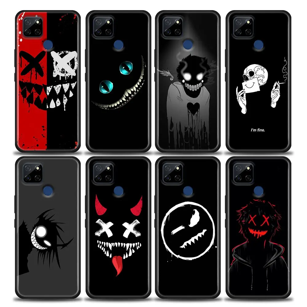 

Phone Case for Realme Q2 C20 C21 V15 8 C25 GT Neo V13 5G X7 Pro Ultra C21Y Case Cover Smile Skeleton Devil Anime