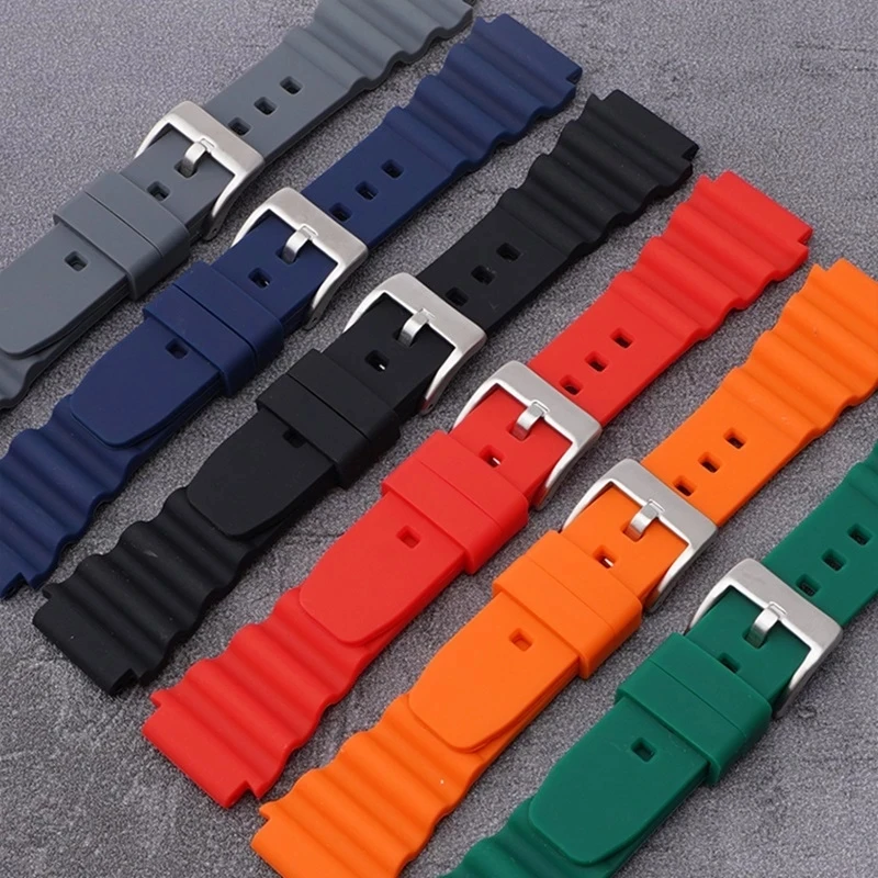 

20mm 22mm Silicone Watchband Strap Diving Sport Waterproof Wrist Band Bracelet for Seiko MARINE MASTER SKX007 SRP777J1 CITIZEN