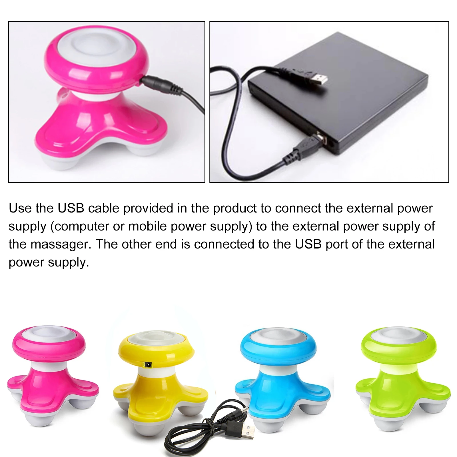 Волновой вибрационный массажер с ручкой USB-батарея массаж всего тела шея талия