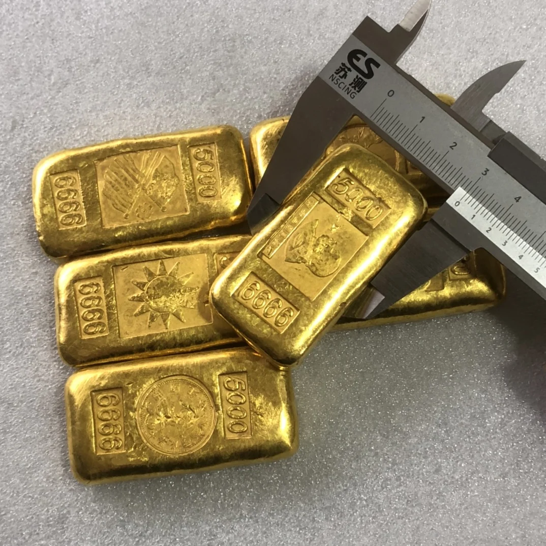 Изысканный антикварный комплект из медных позолоченных золотых слитков Китая 6