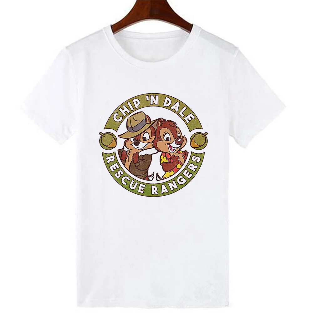 

Women Chip 'n' Dale Summer White All-Match New Products Cartoon Tshirt Casual Comfy Print Cute Short Sleeve Chip Disney T Shirt