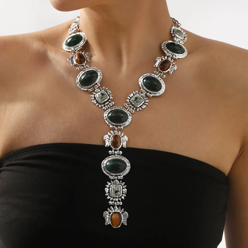 Ретро Барокко Ковбой Смола Камень Подвески Ожерелье Этнический Стиль Колье