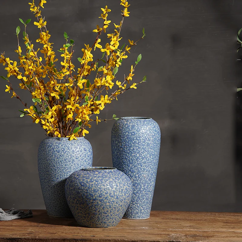 

Chinese Jingdezhen Ceramic Retro Stoneware Vase Dried Flowers Arrangement Home Livingroom Desktop Bookcase Furnishings Crafts
