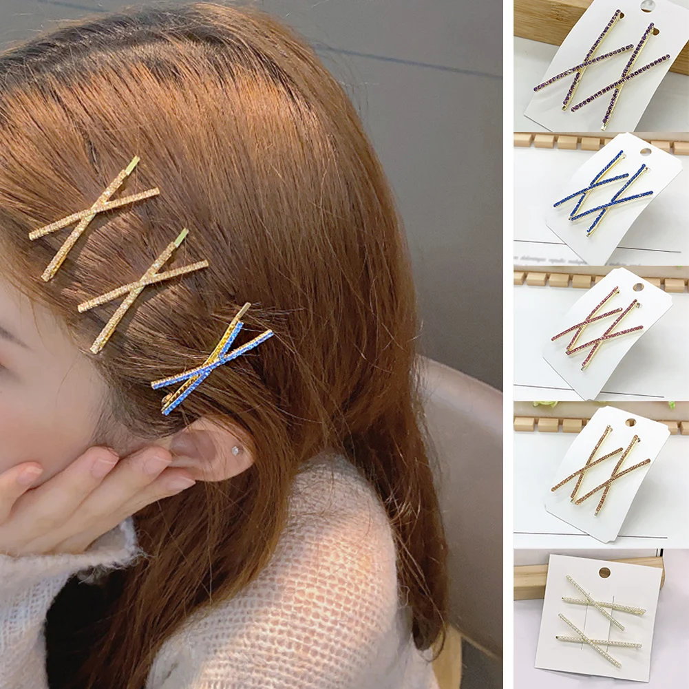 

Shiny Rhinestone Hairpins For Women Fashion Simple Gold Color Hair Clip Girl Hair Accessories Hairgrips Jewelry Wholesale