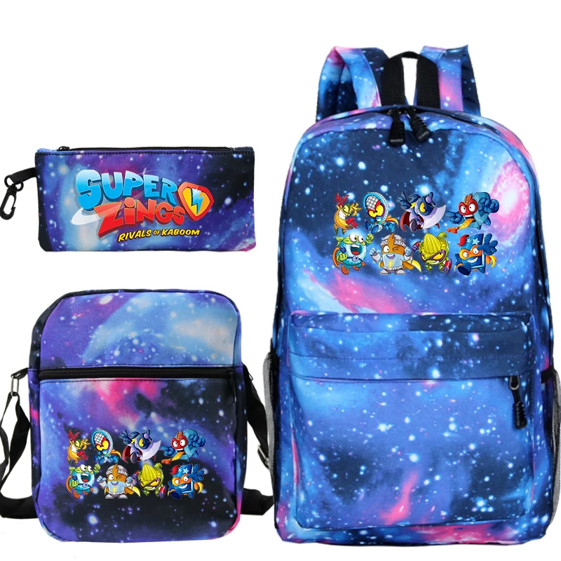 Super zings mochilas livro sacos de viagem mochila portátil escola bagpacks 3 pçs/set para crianças