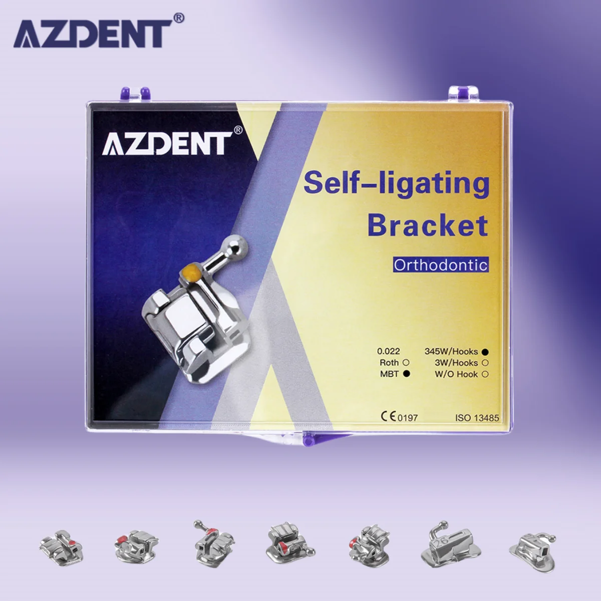 

AZDENT стоматологические скобы Ортодонтическая пассивная самолигирующаяся сетка основание Roth MBT 0,022 Крючки 3 4 5