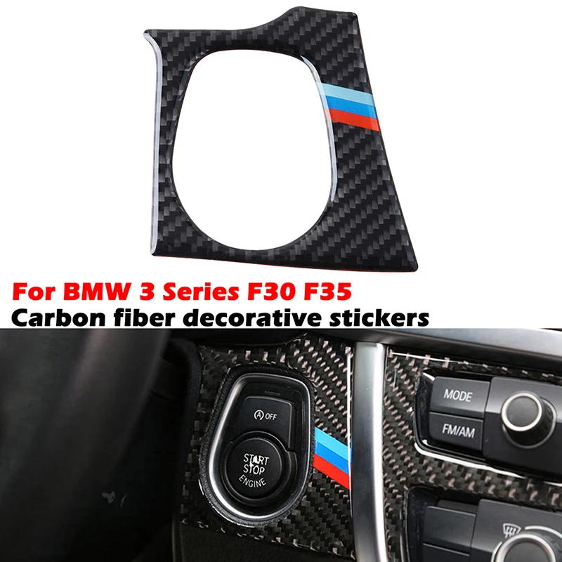 Bracingo LHD RHD Frame Trim Stickers Carbon Fiber Engine Start Button Panel  For BMW 3Series F30 F35 2013-2015 GT F34 2013-2017