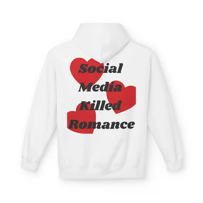 Фото Уютная толстовка с капюшоном The Social Media Killed Romance, удобные толстовки для мужчин и женщин, толстовки в стиле Харадзюку, уличная одежда с длинными рукавами №3