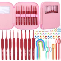 lmdz rubber crochet hooks set with needles weave tools yarn accessories stitch markers sewing tools suitable for beginners