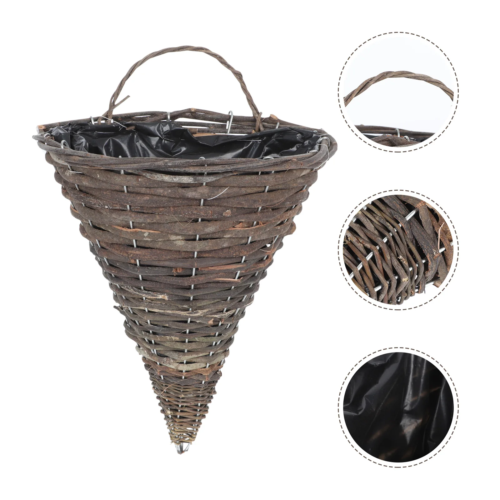 

Hanging Planter Basket Wall Flower Woven Pot Wicker Rattan Railing Air Holder Succulent Cone Window Fern Pots Triangle Balcony